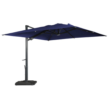 Boyel Living 10 ft. 360 ¡ã Rotation Square Cantilever Patio Umbrella with Base and LED Light