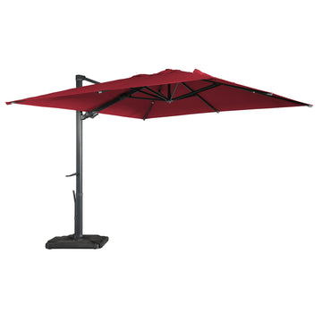 Boyel Living 10 ft. 360 ¡ã Rotation Outdoor Patio Cantilever Umbrella Square with Base