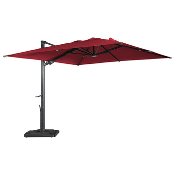 Boyel Living 10 ft. 360 ¡ã Rotation Square Cantilever Patio Umbrella with Base and LED Light