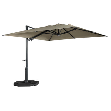 Boyel Living 10 x 10 ft. 360¡ã Rotation Square Cantilever Umbrella with Base and LED Light
