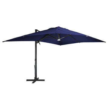 Boyel Living 10x13 ft. 360¡ã Rotation Square Cantilever Patio Umbrella with Bluetooth Speaker and LED Light