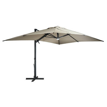 Boyel Living 10x13 ft. 360¡ã Rotation Square Cantilever Patio Umbrella with Bluetooth Speaker and LED Light