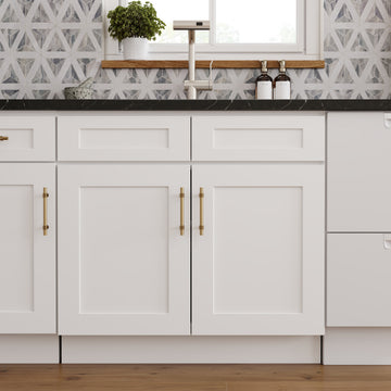 36-in W x 34.5-in H x 24-in D White Shaker Ready-to-Assemble Kitchen Sink Base Cabinet with Soft-Close Hardware