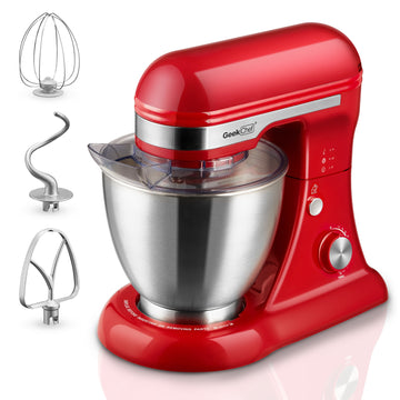 Geek Chef Electric Stand Mixer, 4.8QT 12 Speeds Tilt-head Food Mixer with Dough Hook, Rotary Knob for Home Kitchen Use,