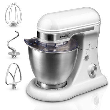 Geek Chef Electric Stand Mixer, 4.8QT 12 Speeds Tilt-head Food Mixer with Dough Hook, Rotary Knob for Home Kitchen Use,