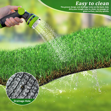 Green Outdoor Artificial Grass Runner 9FTX12FT 1.38" Pile Height Pet Friendly