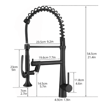 Matte Black Single Handle No Sensor Pull Down Sprayer LED Kitchen Faucet