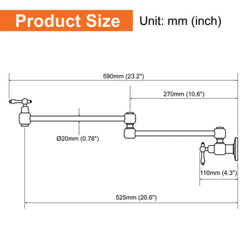 Matte Black Wall Mounted Double Handle Pot Filler 1.8 GPM with Ceramic Cartridge and Mounting Hardware