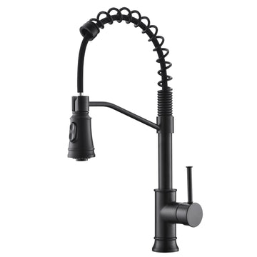 Matte Black Single Handle No Sensor Gooseneck Pull Down Sprayer Kitchen Faucet