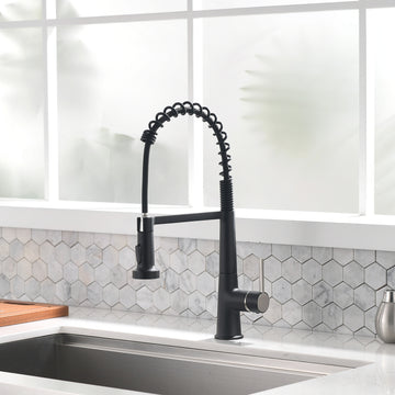 Matte Black 2 Spray Patterns 1.8 GPM Single Handle No Sensor Pull Down Sprayer Kitchen Faucet