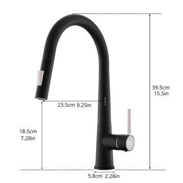 Matte Black 2 Spray Patterns 1.8 GPM Single Handle No Sensor Pull Down Sprayer Kitchen Faucet with Deckplate Included