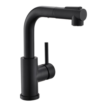 Matte Black 2 Spray Patterns Single Handle Stainless Steel Pull Out Sprayer Kitchen Faucet with Water Supply Hoses