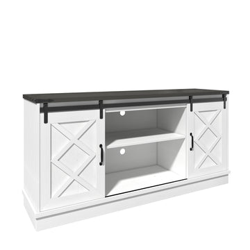 Farmhouse TV Stand with Storage 58 in. Entertainment Center with Sliding Barn Door Wooden Media TV Console with Height Adjustable Shelves for Living Room