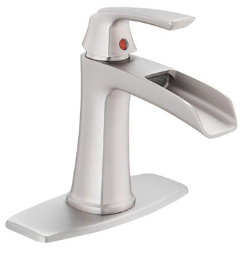 Single Handle Waterfall Bathroom Faucet with Deck Plate for 1 or 3-Hole Sinks