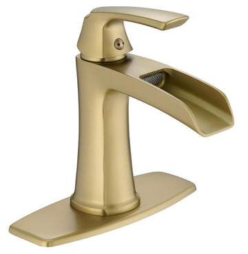 Single Handle Waterfall Bathroom Faucet with Deck Plate for 1 or 3-Hole Sinks