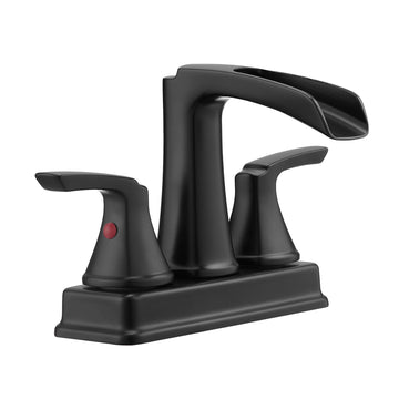 Matte Black 4 Inch 2 Handle Waterfall Bathroom Faucet with Pop Up Drainer