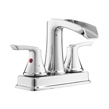 Chrome 4 Inch 2 Handle Waterfall Bathroom Faucet with Pop Up Drainer