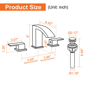 8 in Widespread Double Handle 1.2 GPM Bathroom Faucet with Quick Connect Hose and Pop Up Drain in Brushed Nickel