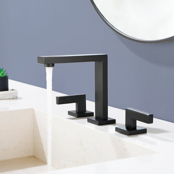 Modern Matte Black Widespread Bathroom Faucet 1.2GPM