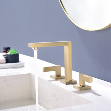 Modern Brushed Gold Widespread Bathroom Faucet 1.2GPM