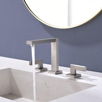 Modern Brushed Nickel Widespread Bathroom Faucet 1.2GPM