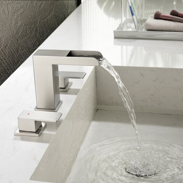 Brushed Faucet SUS304 Waterfall Spout cUPC Quick Connect Dual Handle Pop Up Drain