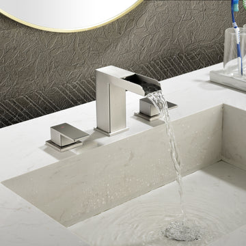 Brushed Faucet SUS304 Waterfall Spout cUPC Quick Connect Dual Handle Pop Up Drain