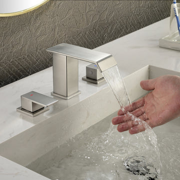 Brushed Faucet SUS304 Waterfall Spout cUPC Quick Connect Dual Handle Pop Up Drain
