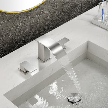 Brushed Faucet SUS304 Waterfall Spout cUPC Quick Connect Dual Handle Pop Up Drain