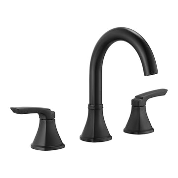 Matte Black 8 Inch 3 Hole Bathroom Faucet with Pop Up Drainer High Arc Gooseneck