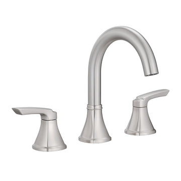 Brushed Nickel 8 Inch 3 Hole Bathroom Faucet with Pop Up Drainer High Arc Gooseneck
