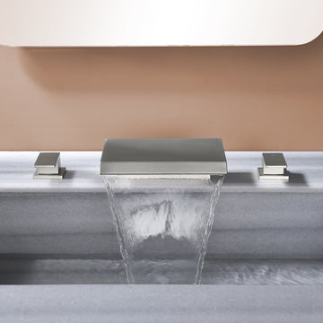 Brushed Faucet SUS304 Waterfall Spout cUPC Quick Connect Temporary Shelf