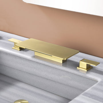 Brushed Gold Faucet SUS304 Waterfall Spout cUPC Quick Connect Temporary Shelf