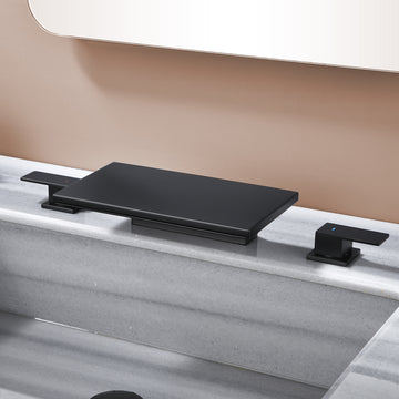 Black Faucet SUS304 Waterfall Spout cUPC Quick Connect Temporary Shelf