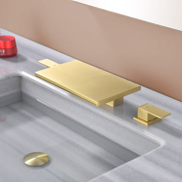 Brushed Gold Faucet SUS304 Waterfall Spout cUPC Quick Connect Temporary Shelf