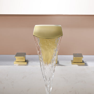 Brushed Gold Faucet SUS304 Waterfall Spout cUPC Quick Connect Dual Handle