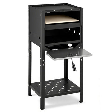 Black 12 Inch Outdoor Pizza Oven with Ash Tray Wood Storage 34-in L x 15-in W x 12.5-in H