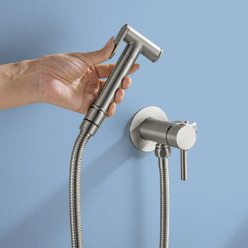 Brushed Bidet Sprayer Brass Hot Cold Water 1.2m SUS304 Explosion Proof Hose Dual Mode