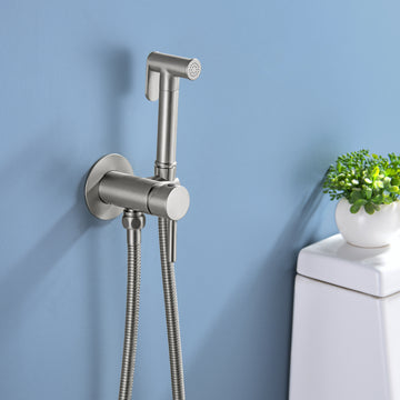 Brushed Bidet Sprayer Brass Hot Cold Water 1.2m SUS304 Explosion Proof Hose Dual Mode