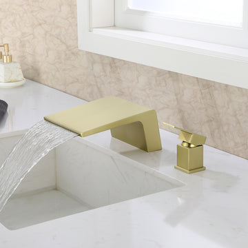 Brushed Gold Faucet SUS304 18cm Waterfall Spout cUPC Cartridge Single Handle