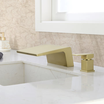 Brushed Gold Faucet SUS304 18cm Waterfall Spout cUPC Cartridge Single Handle