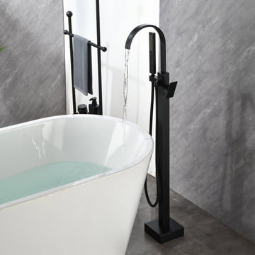 Modern Matte Black Freestanding Bathtub Faucet for Bathroom