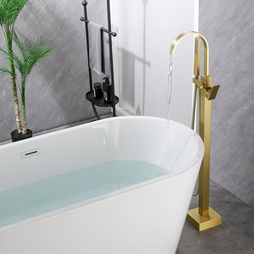 Modern Brushed Gold Freestanding Bathtub Faucet for Bathroom