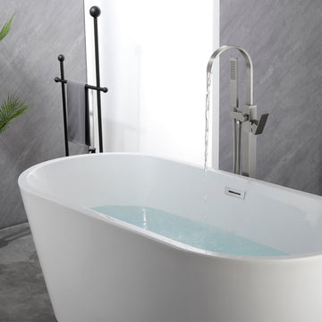 Modern Brushed Nickel Freestanding Bathtub Faucet for Bathroom