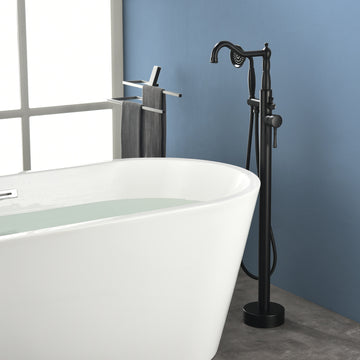 Modern Matte Black Freestanding Bathtub Faucet American Style