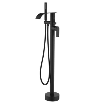 Black Bathtub Faucet Dual Function 360° Rotatable 1.5m SUS304 Hose Single Handle