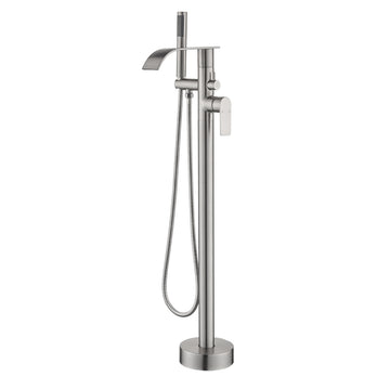 Brushed Bathtub Faucet Dual Function 360° Rotatable 1.5m SUS304 Hose Single Handle