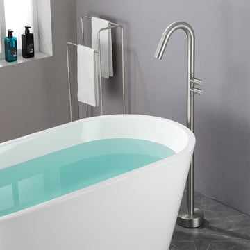 Brushed Bathtub Faucet 360° Rotatable Dual Knob Handle Brass SUS304