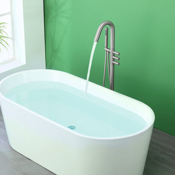 Brushed Bathtub Faucet Dual Function 360° Rotatable 1.5m SUS304 Hose Triple Knob