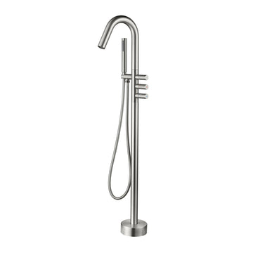 Brushed Bathtub Faucet Dual Function 360° Rotatable 1.5m SUS304 Hose Triple Knob